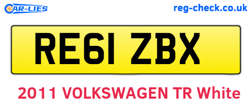 RE61ZBX are the vehicle registration plates.