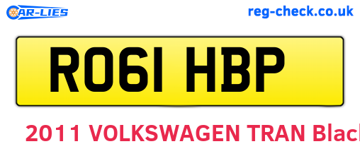 RO61HBP are the vehicle registration plates.