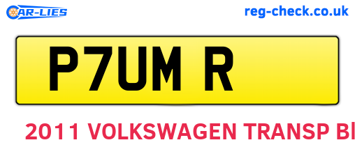 P7UMR are the vehicle registration plates.