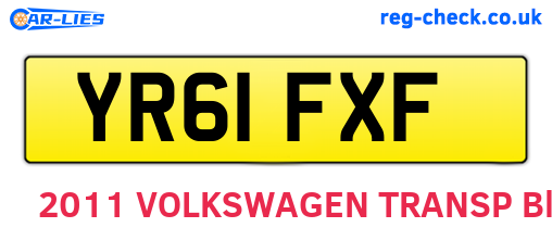 YR61FXF are the vehicle registration plates.
