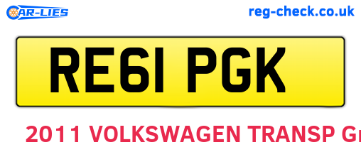 RE61PGK are the vehicle registration plates.