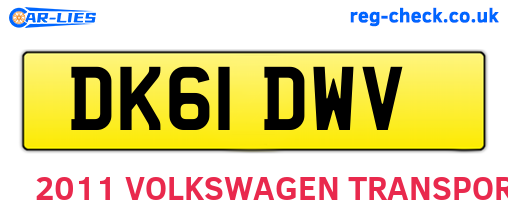 DK61DWV are the vehicle registration plates.
