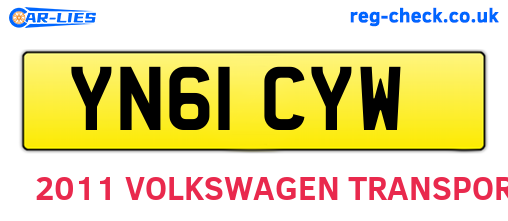 YN61CYW are the vehicle registration plates.