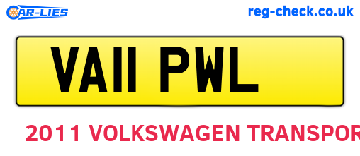 VA11PWL are the vehicle registration plates.