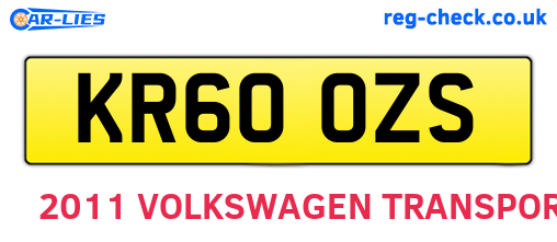 KR60OZS are the vehicle registration plates.