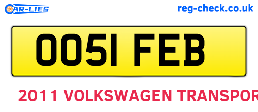 OO51FEB are the vehicle registration plates.