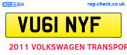 VU61NYF are the vehicle registration plates.