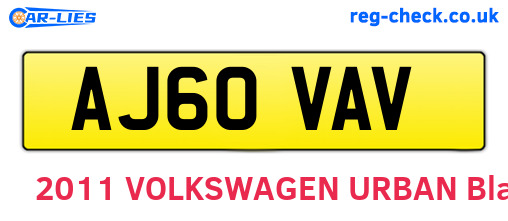 AJ60VAV are the vehicle registration plates.