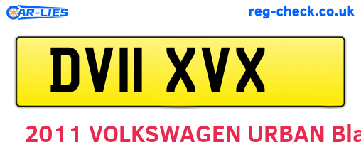 DV11XVX are the vehicle registration plates.
