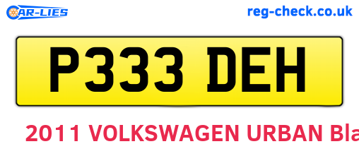 P333DEH are the vehicle registration plates.