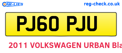 PJ60PJU are the vehicle registration plates.