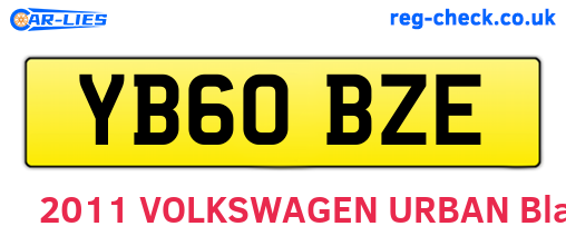 YB60BZE are the vehicle registration plates.
