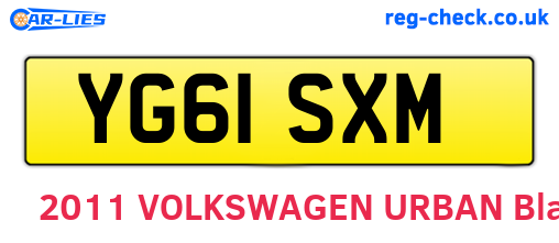 YG61SXM are the vehicle registration plates.