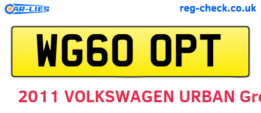 WG60OPT are the vehicle registration plates.