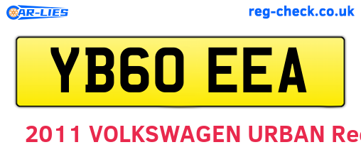 YB60EEA are the vehicle registration plates.