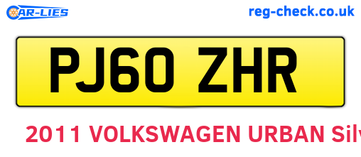 PJ60ZHR are the vehicle registration plates.