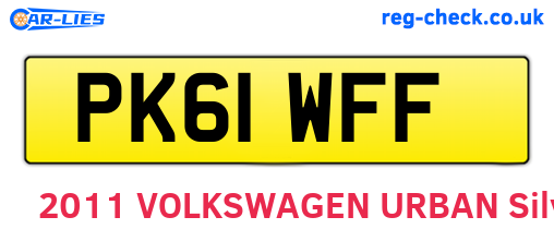 PK61WFF are the vehicle registration plates.