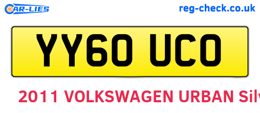 YY60UCO are the vehicle registration plates.