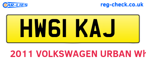 HW61KAJ are the vehicle registration plates.