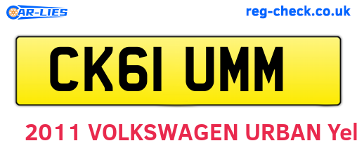 CK61UMM are the vehicle registration plates.