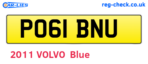 PO61BNU are the vehicle registration plates.