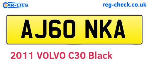 AJ60NKA are the vehicle registration plates.