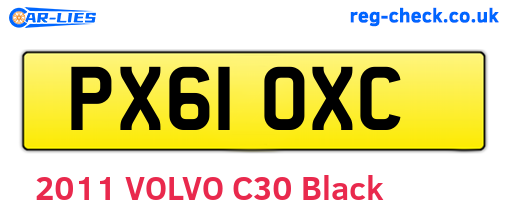 PX61OXC are the vehicle registration plates.