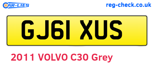 GJ61XUS are the vehicle registration plates.