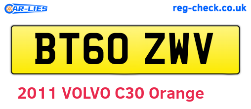 BT60ZWV are the vehicle registration plates.