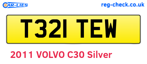T321TEW are the vehicle registration plates.
