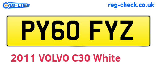 PY60FYZ are the vehicle registration plates.