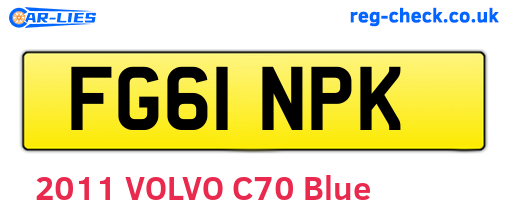 FG61NPK are the vehicle registration plates.