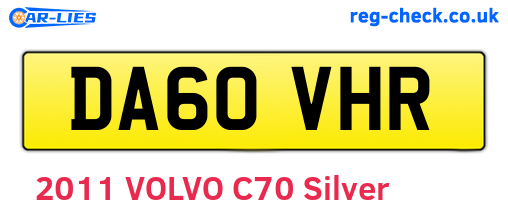 DA60VHR are the vehicle registration plates.