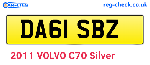 DA61SBZ are the vehicle registration plates.