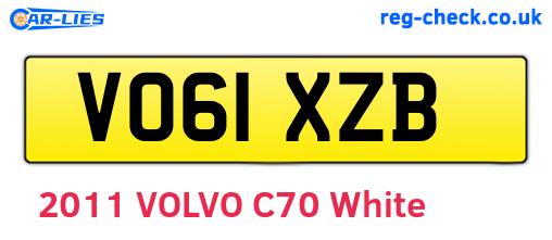 VO61XZB are the vehicle registration plates.