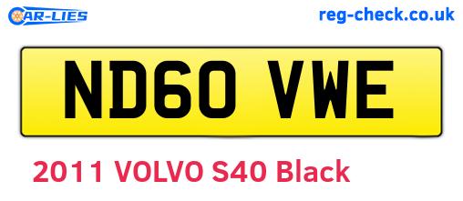ND60VWE are the vehicle registration plates.