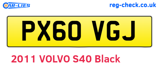 PX60VGJ are the vehicle registration plates.