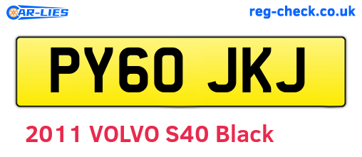 PY60JKJ are the vehicle registration plates.