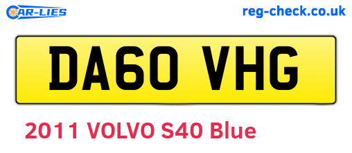 DA60VHG are the vehicle registration plates.