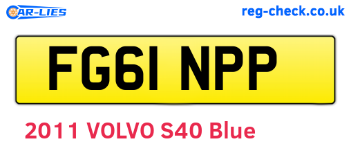 FG61NPP are the vehicle registration plates.