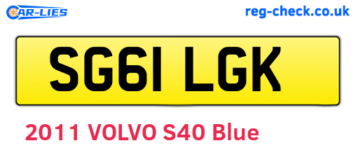 SG61LGK are the vehicle registration plates.