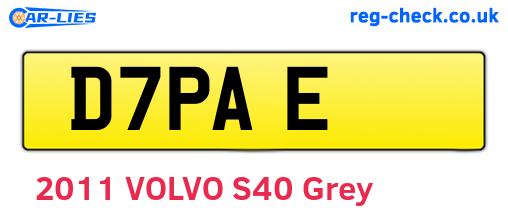 D7PAE are the vehicle registration plates.