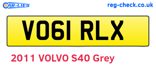 VO61RLX are the vehicle registration plates.