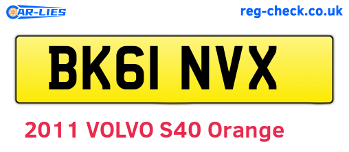BK61NVX are the vehicle registration plates.
