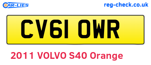 CV61OWR are the vehicle registration plates.