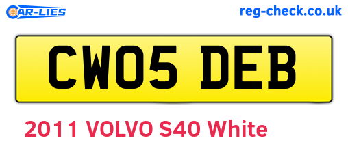 CW05DEB are the vehicle registration plates.