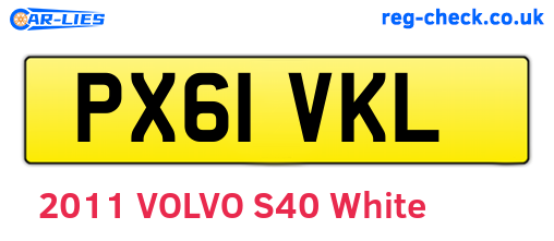 PX61VKL are the vehicle registration plates.