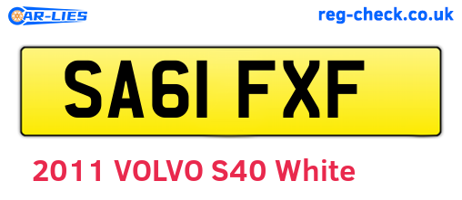 SA61FXF are the vehicle registration plates.