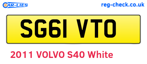 SG61VTO are the vehicle registration plates.