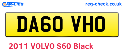 DA60VHO are the vehicle registration plates.